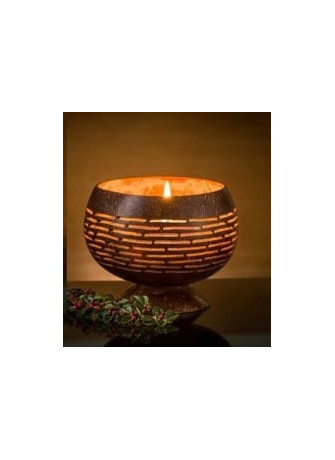 Porta vela coco grabado