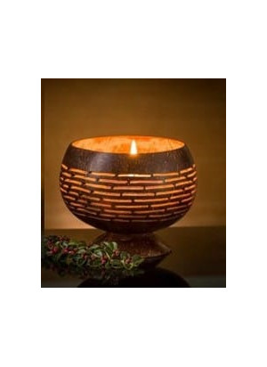 Porta vela coco grabado